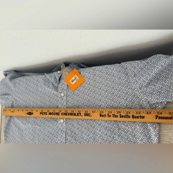 Thomas Dean Abstract Print Button Up Dress Shirt Cotton Office Career NWT Large - Picture 5 of 7